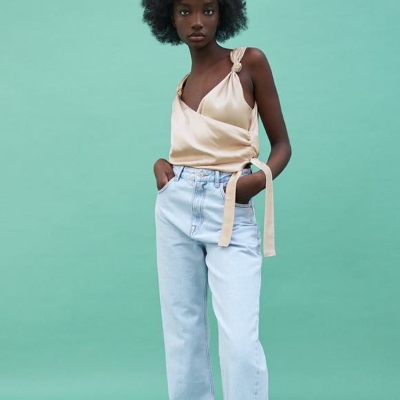ZARA Satin wrap crop top - Picture 1 of 6
